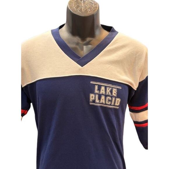 Vintage 1980s Bob Scott Sportswear Lake Placid V-Neck Single Stitch Shirt - Picture 2 of 6